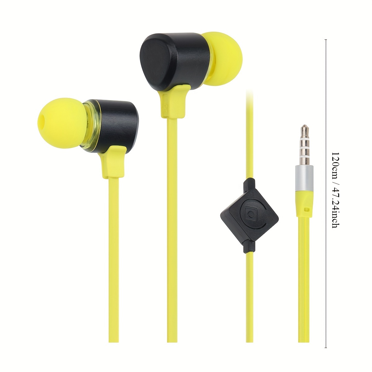 URIZONS 3.5mm Flat Cord Wired in Ear Headphones -Tangle Free Flat Cable Noodle Wire Earphones with Mic Stereo HiFi In-Ear Earbuds for Music/Gaming/Sport